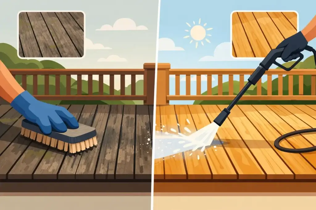 How to Clean a Weathered Deck Safely