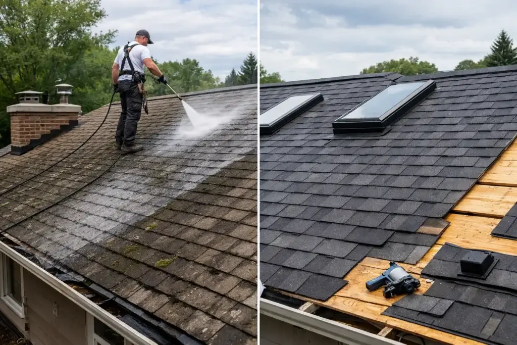 Roof Cleaning vs Roof Replacement