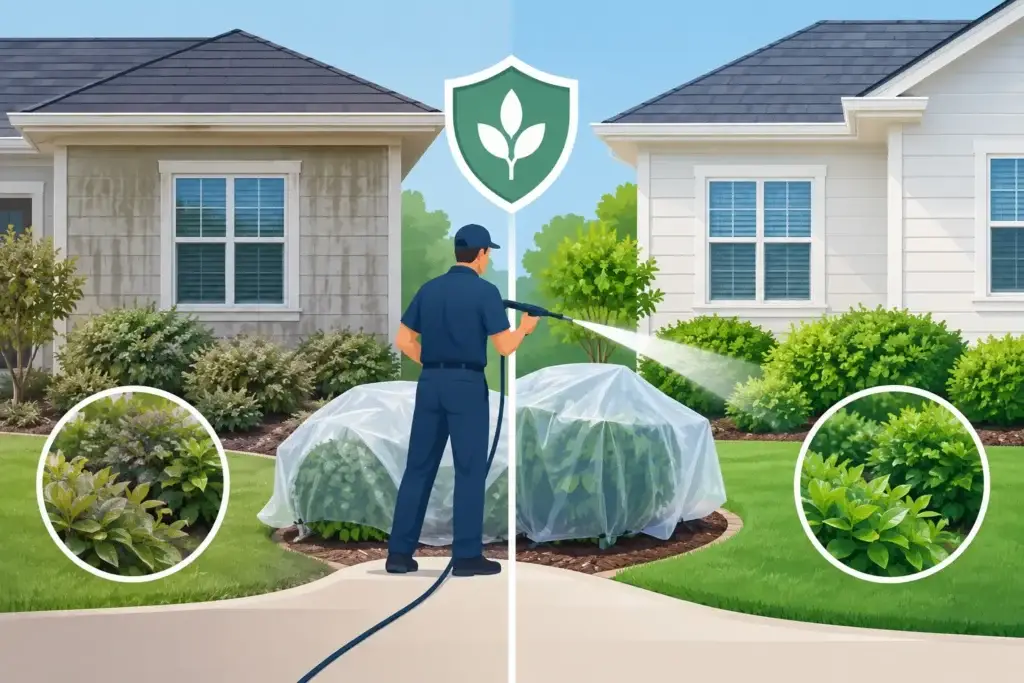 How to Protect Landscaping During Exterior Cleaning