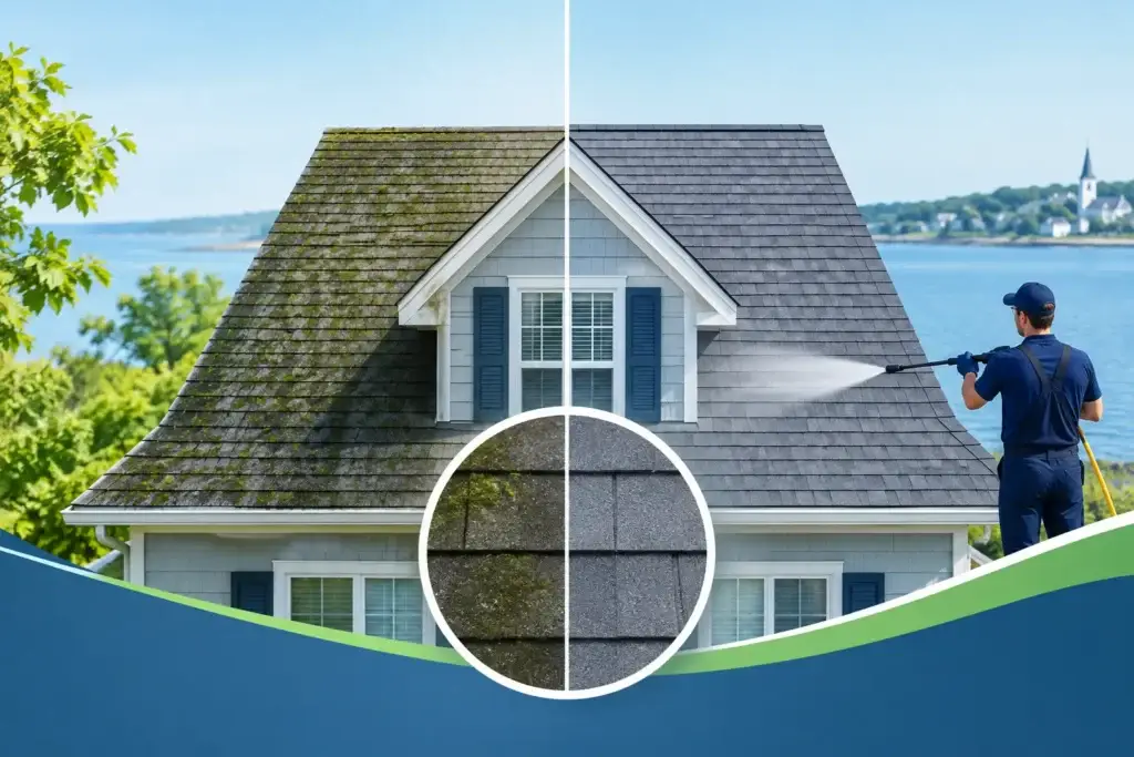 Roof Algae Removal in Mystic Done Safely